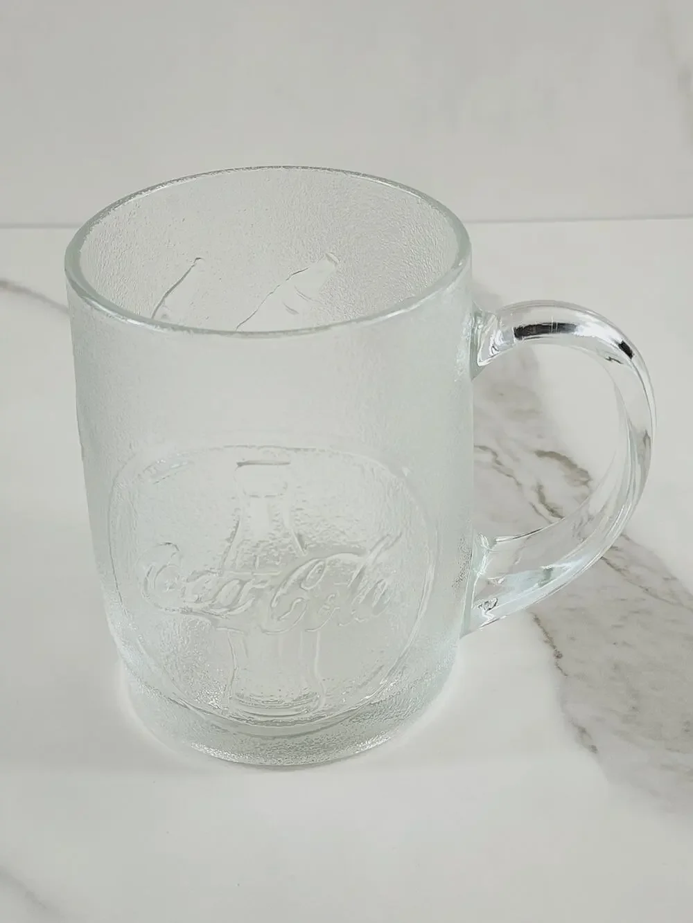 Coca Cola Frosted Glass Coffee Mug Embossed Logo 12oz Tea Cup 4